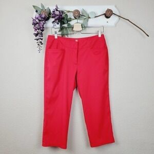 Tail Red Pocketed Gold Capri Activewear Pants